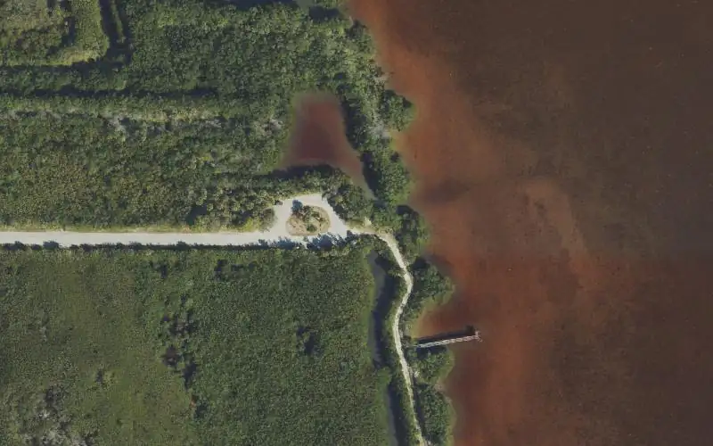 Aerial photo of the area around D.J. Wilcox Natural Area Canoe Launch, St. Lucie County