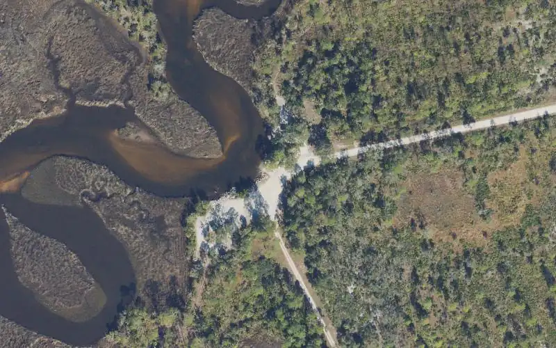Aerial photo of the area around Dallus Creek - Big Bend Wildlife Management Area (Small Boats), Taylor County