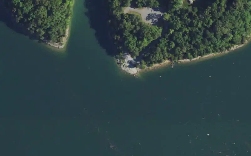 Aerial photo of the area around David H. Godby Boat Ramp, Pulaski County
