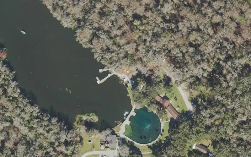 Aerial photo of the area around De Leon Springs State Park - Boat Ramp, Volusia County