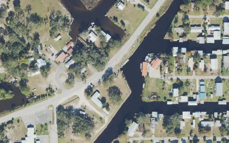 Aerial photo of the area around Demory Creek Public Boat Ramp (aka. Anderson Landing), Dixie County