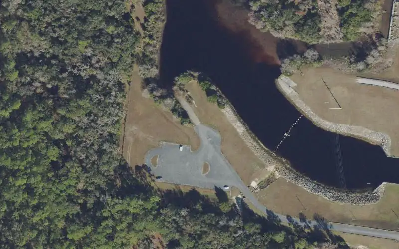 Aerial photo of the area around Dessie Smith Prescott Memorial Inglis Dam Recreation Area - Withlacochee River/Barge Canal Boat Ramp, Citrus County