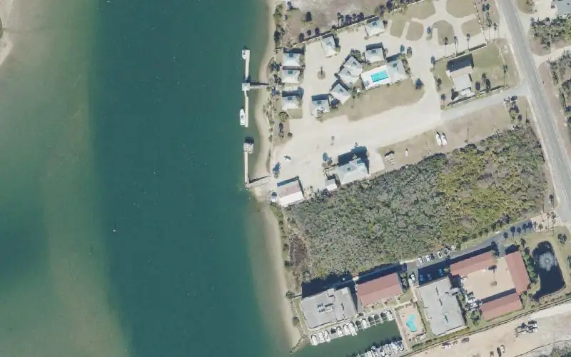 Aerial photo of the area around Devils Elbow Fishing Resort, St. Johns County