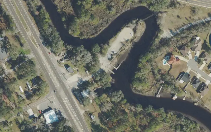Aerial photo of the area around Dinsmore Boat Landing, Duval County