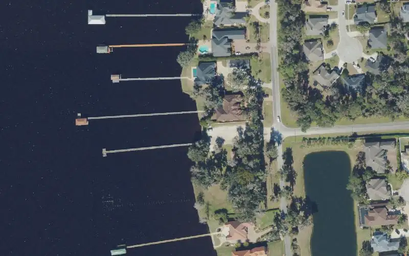 Aerial photo of the area around Doctors Lake Park Kayak Launch, Clay County