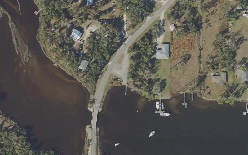Aerial photo of the area around Donald Penny Public Boat Ramp, Bay County