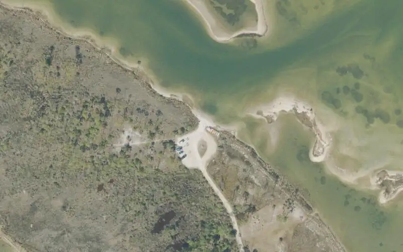 Aerial photo of the area around Dr. Julian G. Bruce St. George Island State Park - Group Camp Sand Ramp, Franklin County