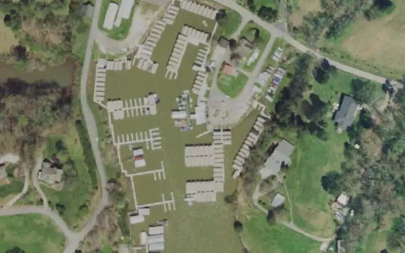 Aerial photo of the area around Duncan Boat Dock, Knox County