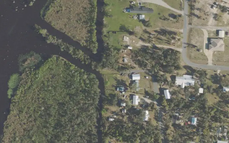 Aerial photo of the area around Duppie Lane Canoe Access, Bay County
