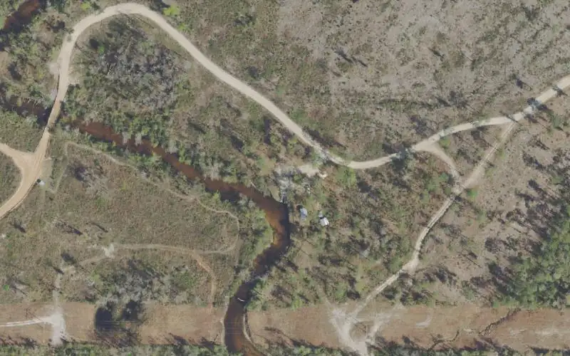 Aerial photo of the area around Econfina Creek - Walsingham Park Canoe Launch, Washington County