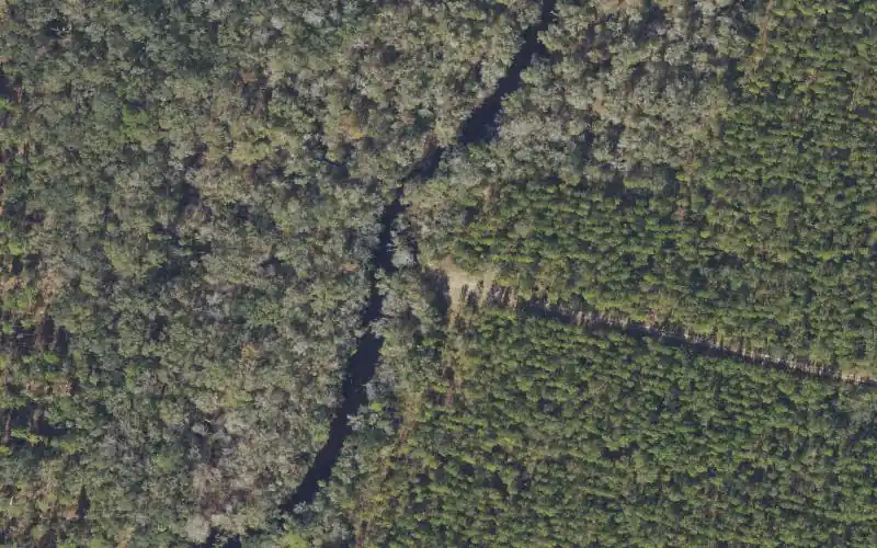 Aerial photo of the area around Econfina River Mile 09.6 - Highway 98 - Scanlon Tract Paddle Craft Launch, Taylor County