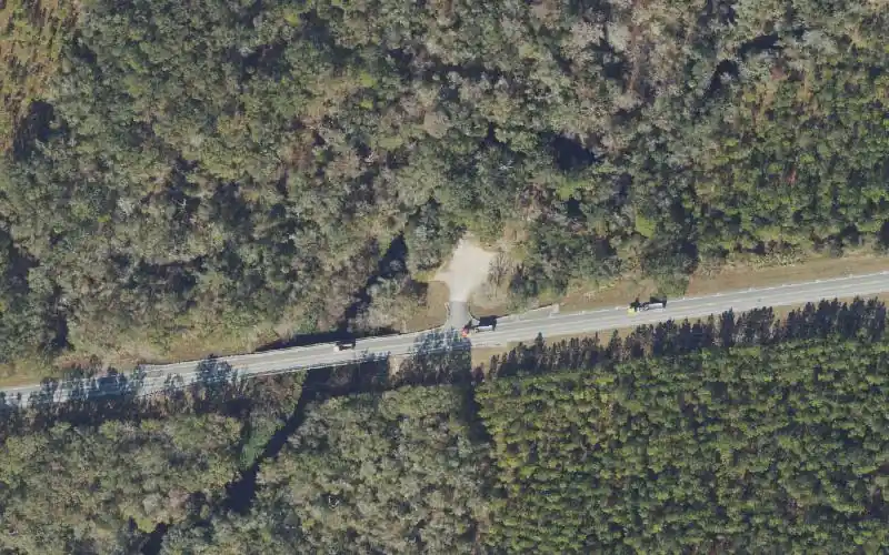 Aerial photo of the area around Econfina River Mile 09.8 - Highway 98 Wayside Park Boat Ramp (Small Boats Only), Taylor County