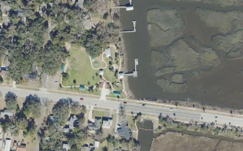 Aerial photo of the area around Egan's Creek Park - Kayak Launch Dock, Nassau County