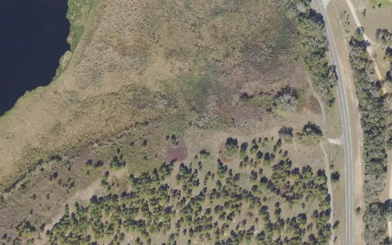 Aerial photo of the area around Emeralda Marsh Landing (Primitive Boat Launch), Lake County
