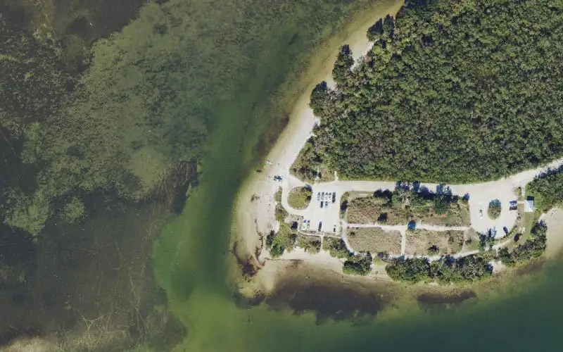 Aerial photo of the area around Emerson Point Preserve Non-Motorized Launch Beach, Manatee County