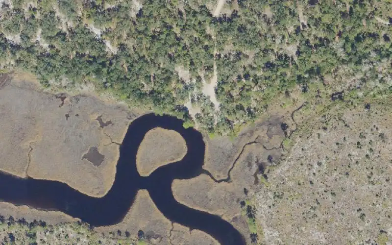 Aerial photo of the area around Escribano Point Wildlife Management Area - Creekside Kayak Beach, Santa Rosa County