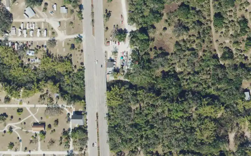 Aerial photo of the area around Estero River Outfitters, Lee County