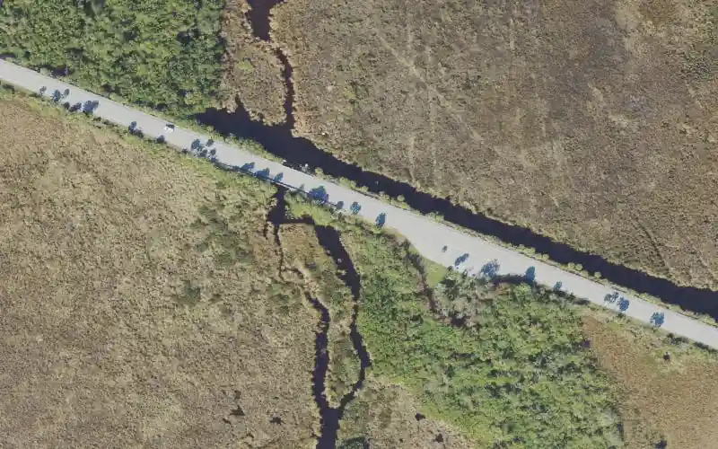Aerial photo of the area around Fakahatchee Strand Preserve State Park - East River DOT Wayside Park, Collier County