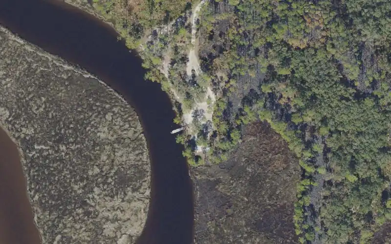 Aerial photo of the area around Faver-Dykes State Park Boat Ramp, St. Johns County