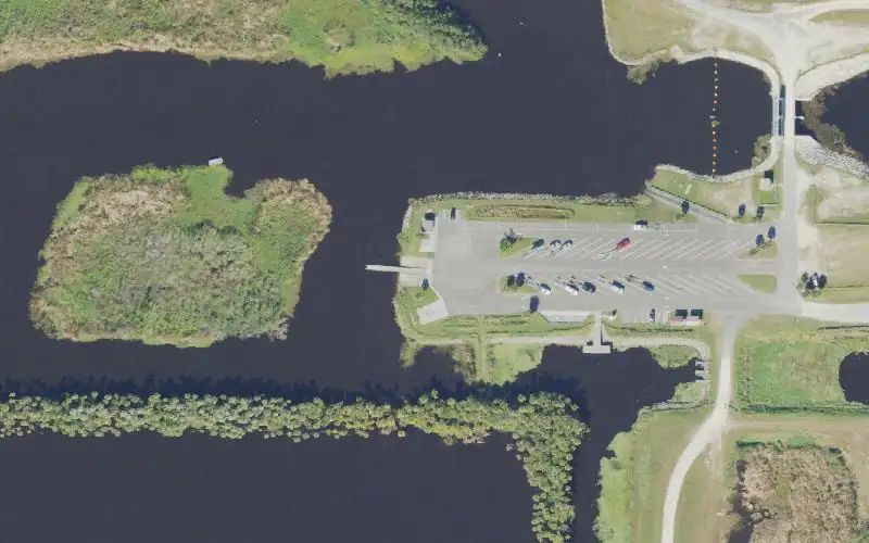 Aerial photo of the area around Fellsmere Grade Recreation Area (St. Johns Stick Marsh) Motorboat Ramp, Indian River County