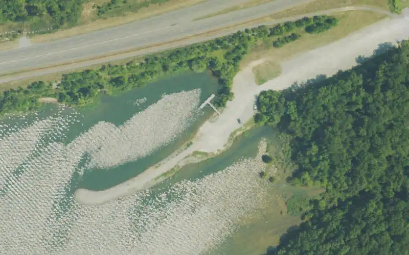 Aerial photo of the area around Fenton Lake Access, Trigg County