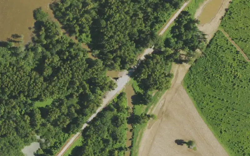 Aerial photo of the area around First Lake Ramp, Ballard County
