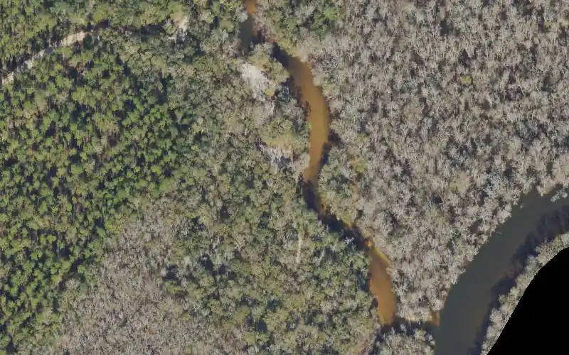 Aerial photo of the area around Fisher Old Mill Road Boat Ramp (Small Boats), Santa Rosa County
