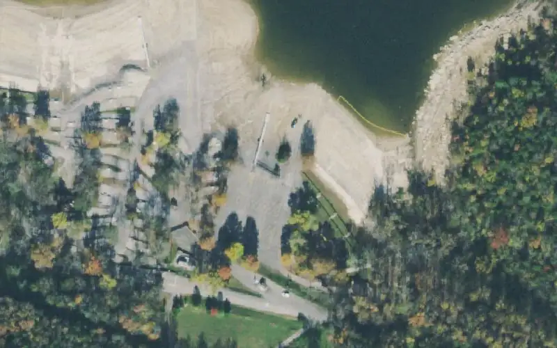 Aerial photo of the area around Floating Mill Recreation Area, DeKalb County