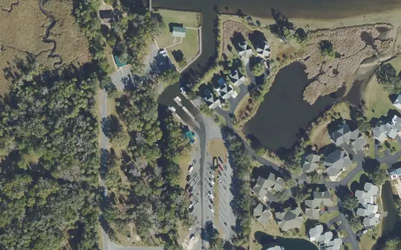 Aerial photo of the area around Fort Island Trail Park Public Boat Ramp, Citrus County