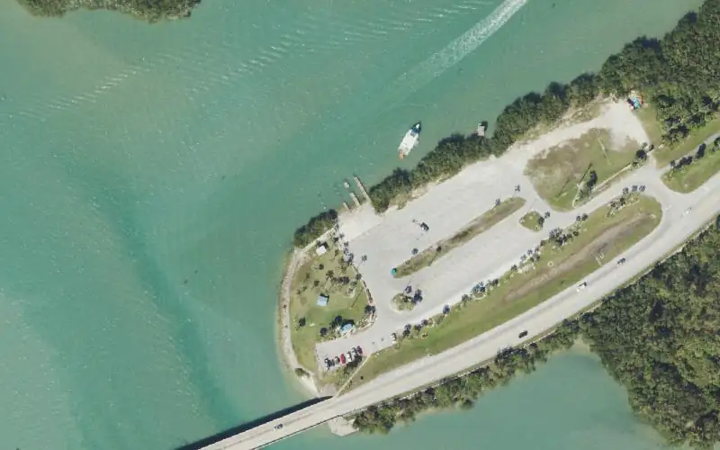 Aerial photo of the area around Fort Pierce North Beach Causeway Wayside Park and Boat Ramp, St. Lucie County
