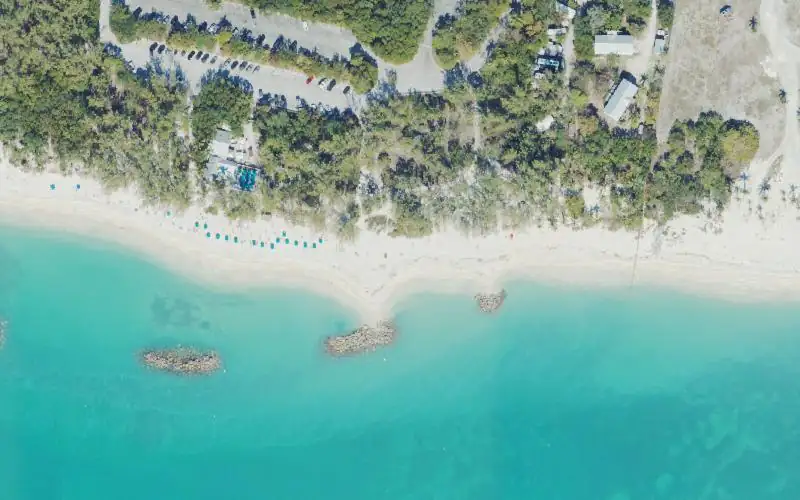 Aerial photo of the area around Fort Zachary Taylor Paddle Craft Beach, Monroe County