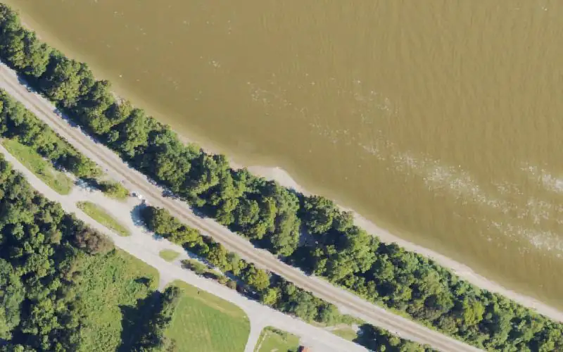 Aerial photo of the area around Foster Ramp, Bracken County