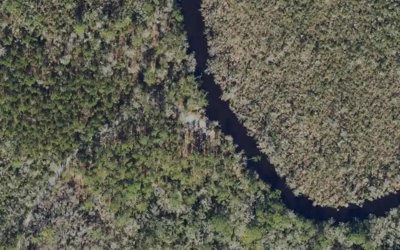 Aerial photo of the area around Four Creeks State Forest - Boggy Creek Landing Canoe Access, Nassau County