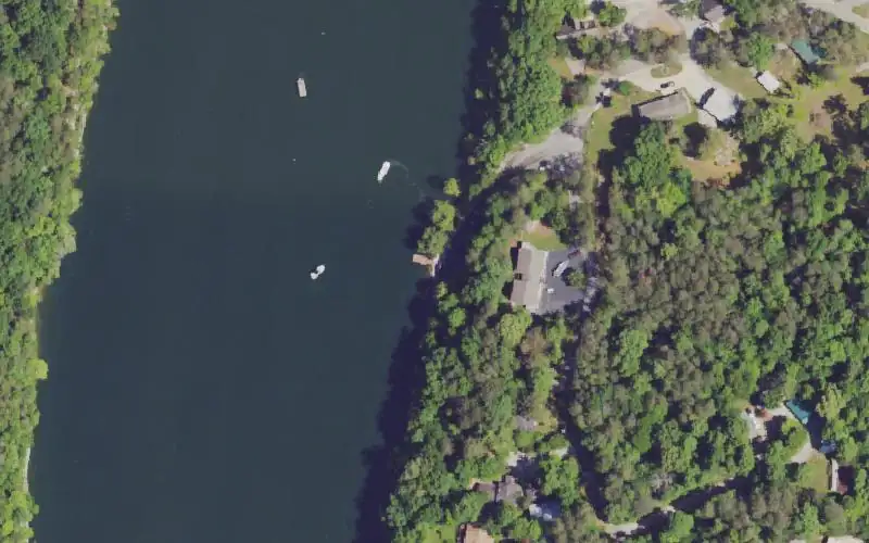 Aerial photo of the area around Garland Bend Hemlock Landing, Pulaski County