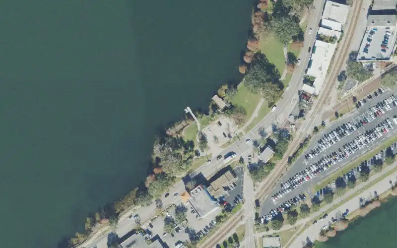 Aerial photo of the area around Gaston Edwards Park Paddlecraft Launch Dock, Orange County