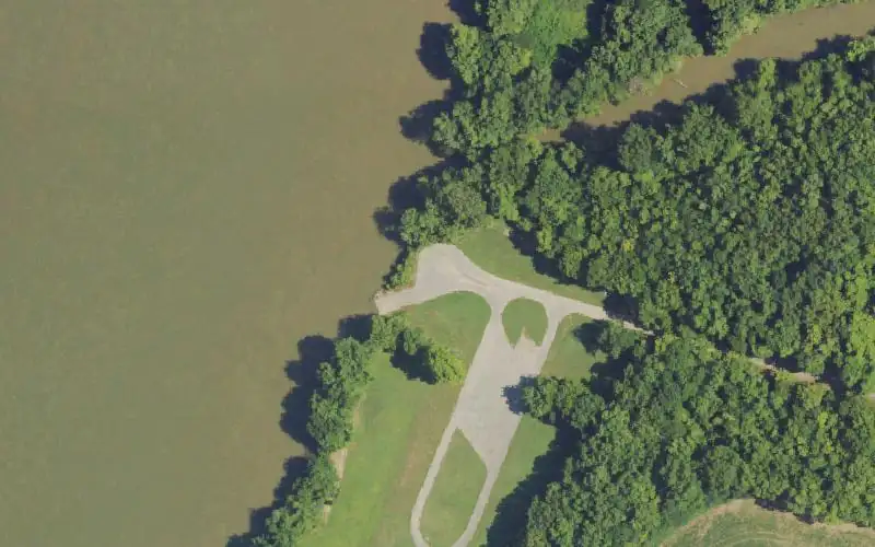 Aerial photo of the area around Givens Creek Ramp, Livingston County