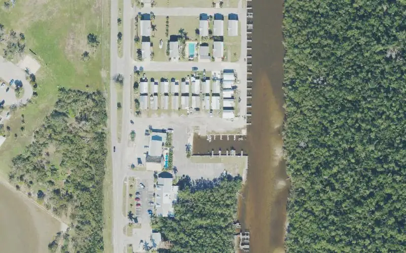 Aerial photo of the area around Glades Haven RV Park, Bait and Tackle, Collier County