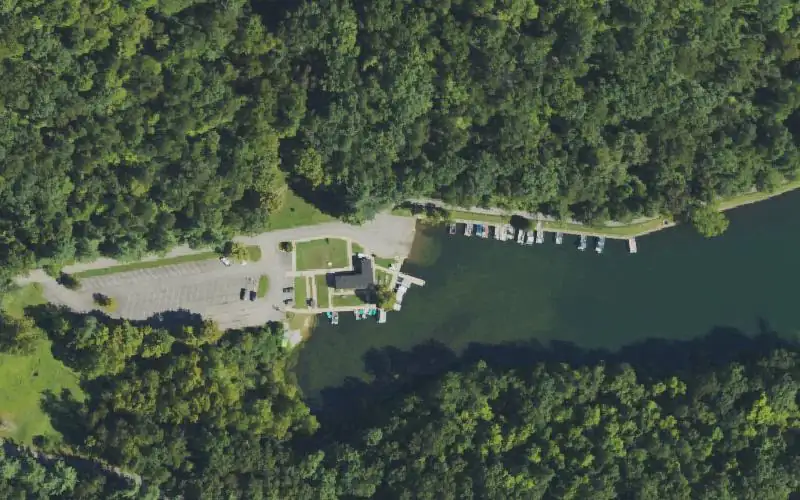 Aerial photo of the area around Greenbo Lake State Park, Greenup County