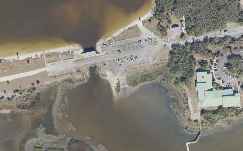 Aerial photo of the area around GTM Guana River Dam Recreation Area - River Access Ramp, St. Johns County