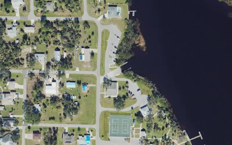 Aerial photo of the area around Harbor Heights Park Boat Ramp, Charlotte County
