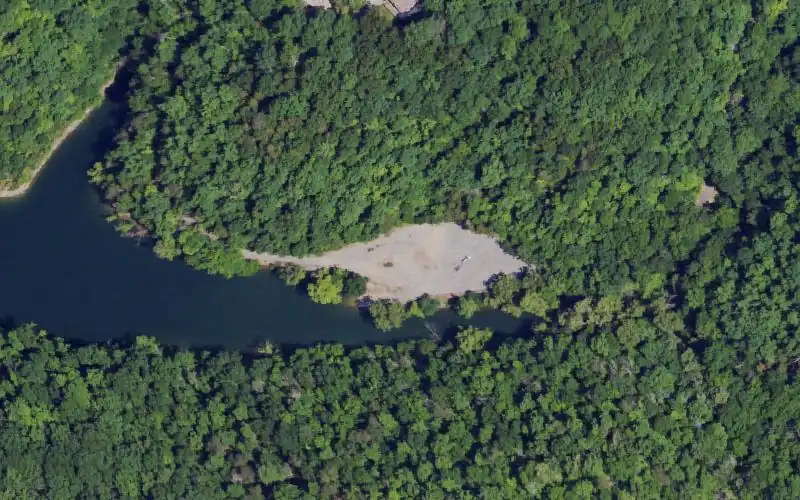 Aerial photo of the area around Harmon Creek Ramp, Wayne County