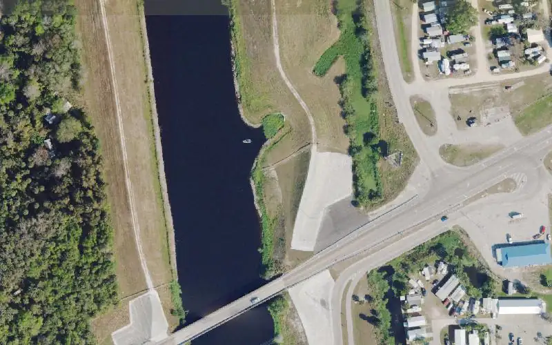 Aerial photo of the area around Harney Pond Canal Army Corps Ramp, Glades County