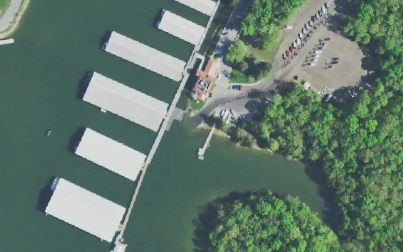 Aerial photo of the area around Harrison Bay State Park, Hamilton County