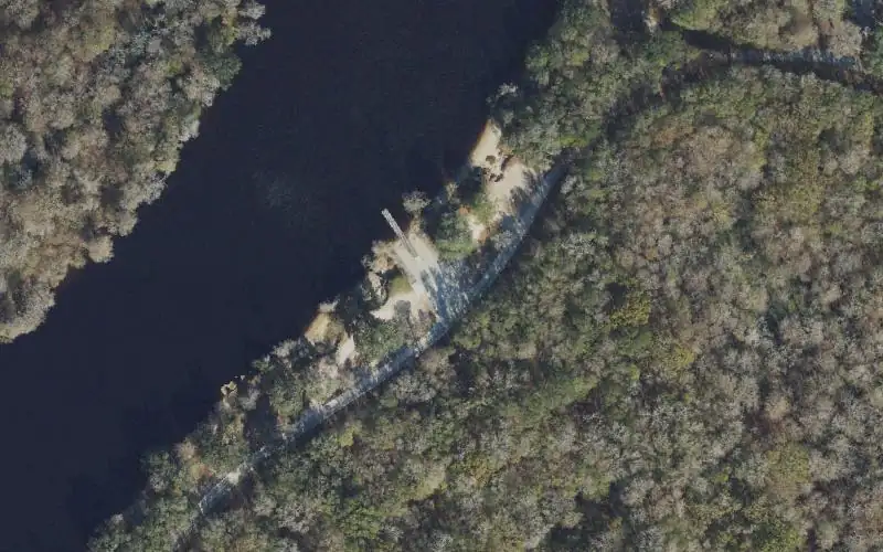 Aerial photo of the area around Hart Springs County Park, Gilchrist County