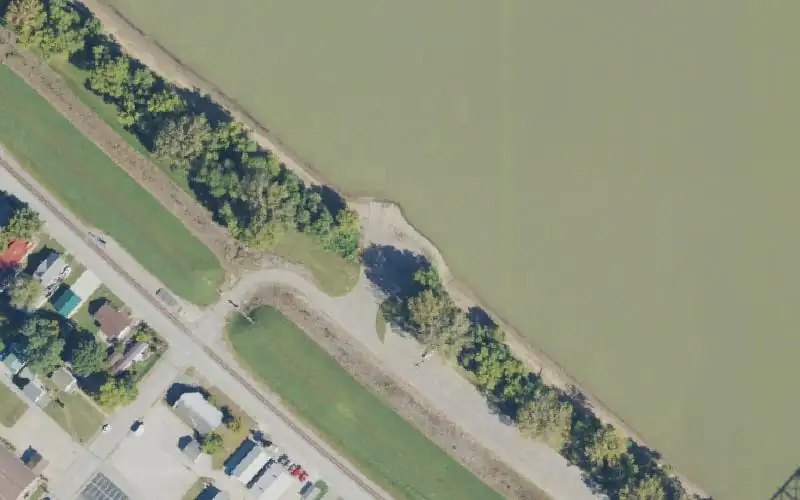 Aerial photo of the area around Hawesville Ramp, Hancock County