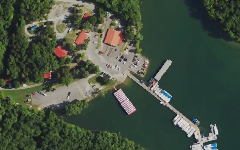 Aerial photo of the area around Hendricks Creek Marina, Cumberland County