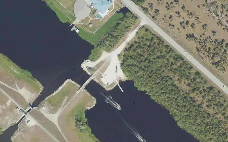 Aerial photo of the area around Henry Creek Gate 36 (Unpaved Ramp), Okeechobee County