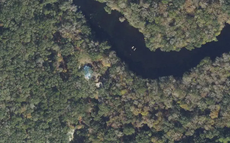 Aerial photo of the area around High Springs Alachua County Boat Launch on Highway 41, Alachua County
