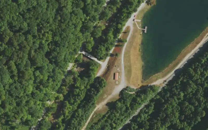Aerial photo of the area around Highsplint Lake Bank Access, Harlan County