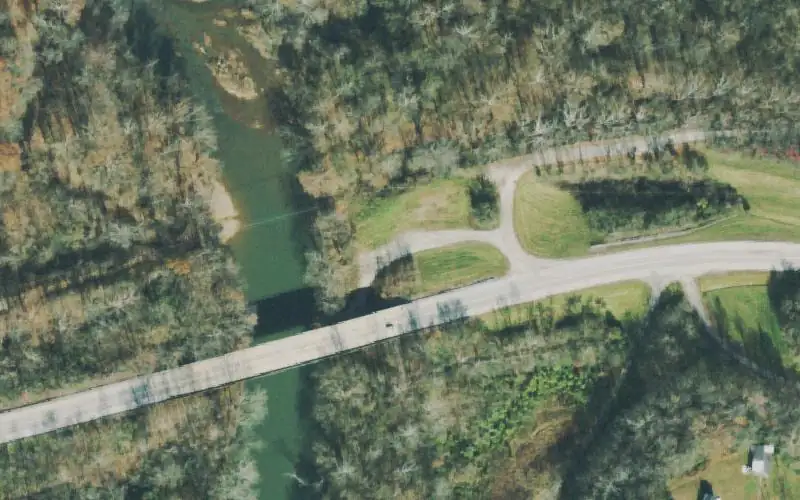Aerial photo of the area around Highway 27 New River Bridge, Scott County
